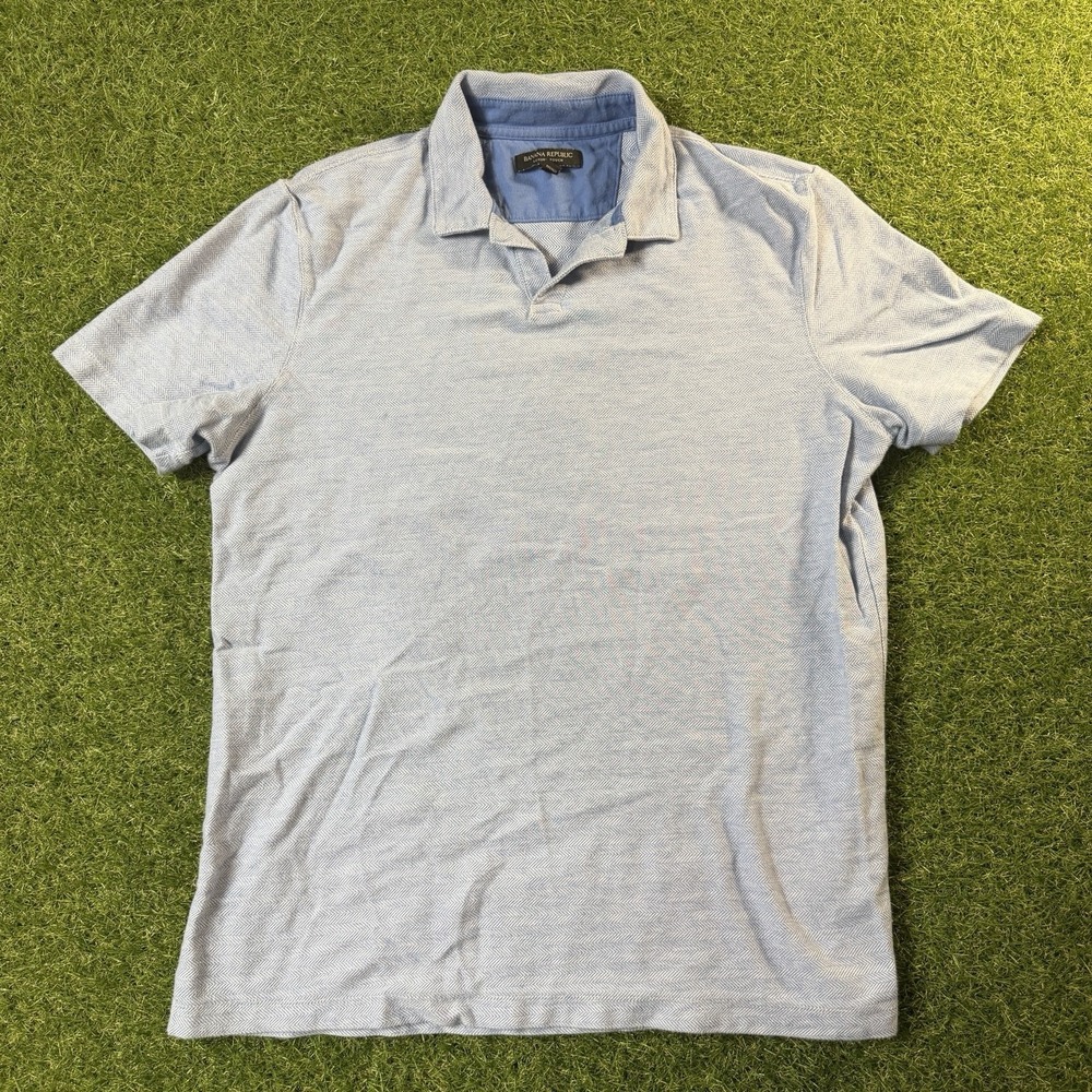 Banana Republic Polo Shirt Mens Sz L Luxury Touch Blue Standard Fit Cotton - Picture 1 of 7
